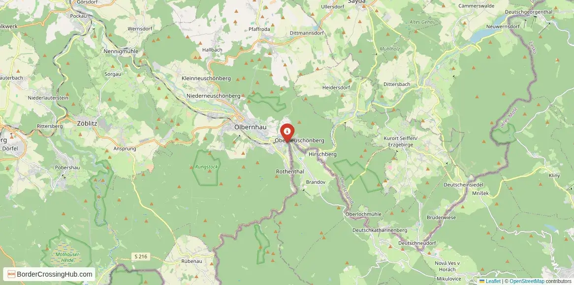 Map of the Olbernhau – Brandov crossing