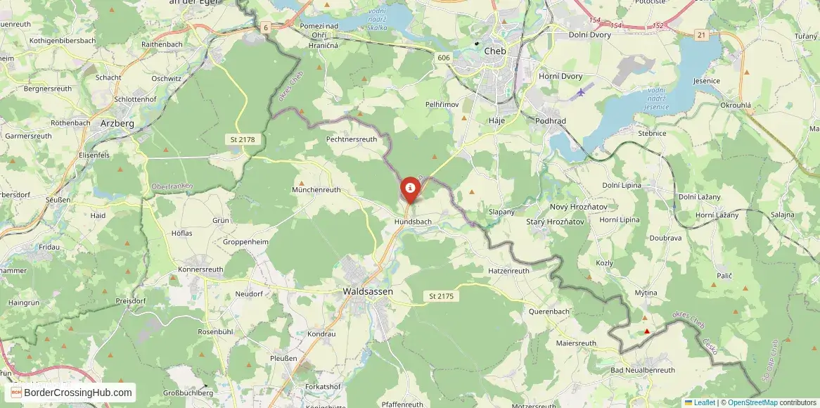 Map of the Pomezí nad Ohří – Schirnding crossing