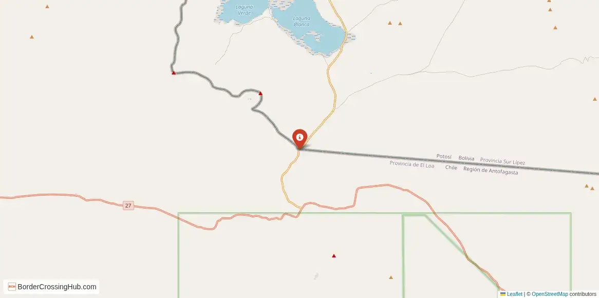 Map of the Portezuelo del Cajón – San Pedro de Atacama crossing