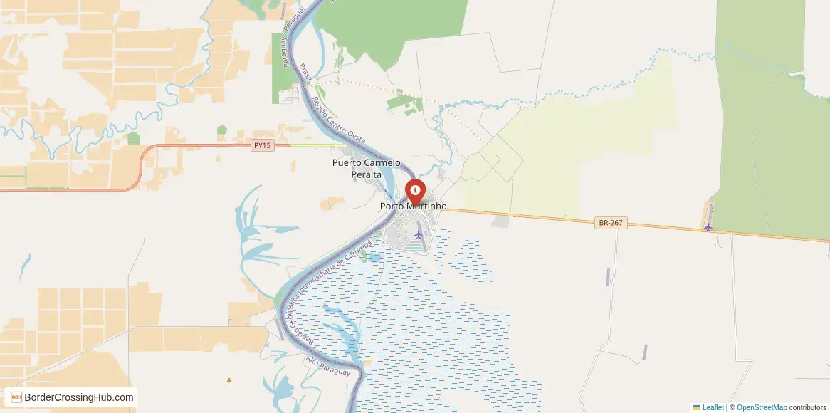 Map of the Puerto Murtinho – Carmelo Peralta crossing
