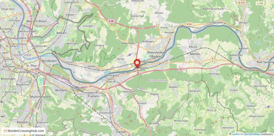 Map of the Rheinfelden – Rheinfelden crossing