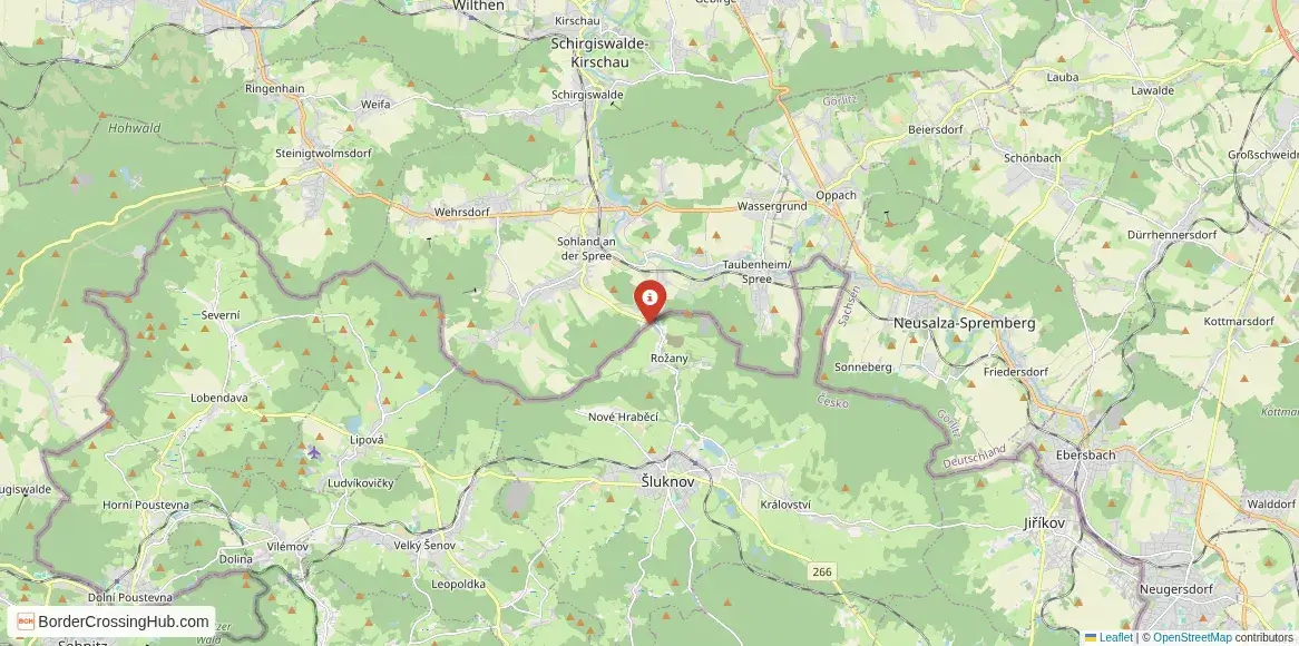 Map of the Rožany – Sohland an der Spree crossing