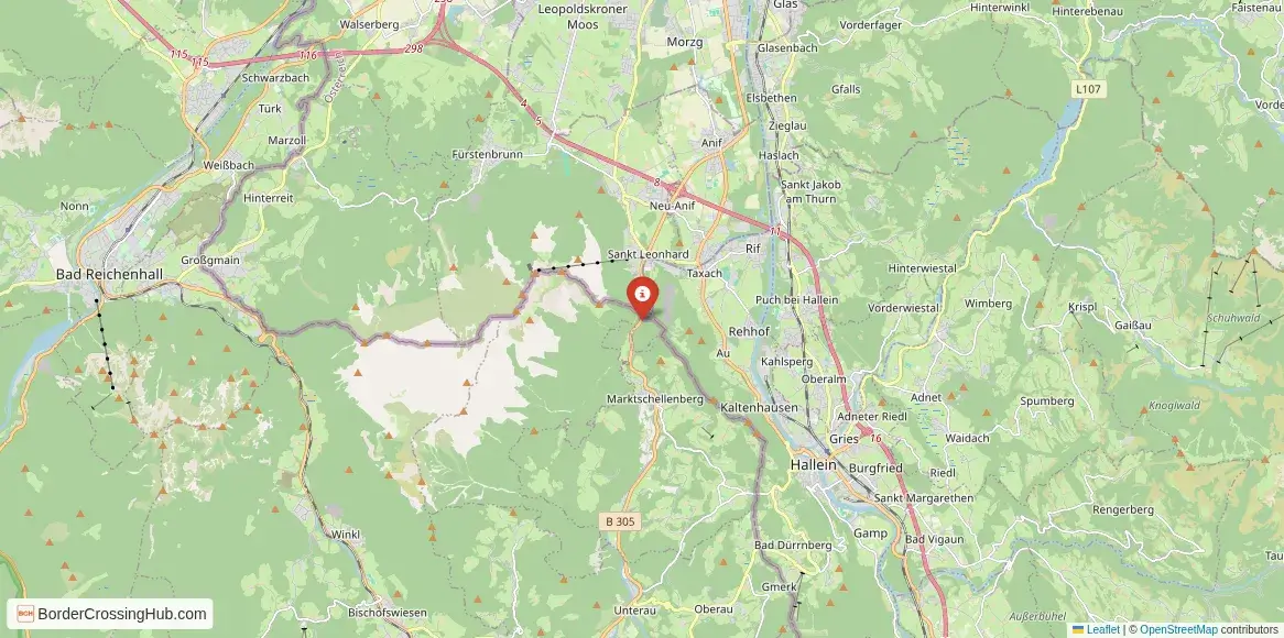 Map of the Salzburg – Berchtesgaden crossing
