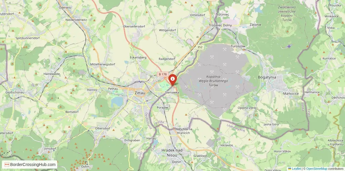 Map of the Sieniawka – Zittau crossing