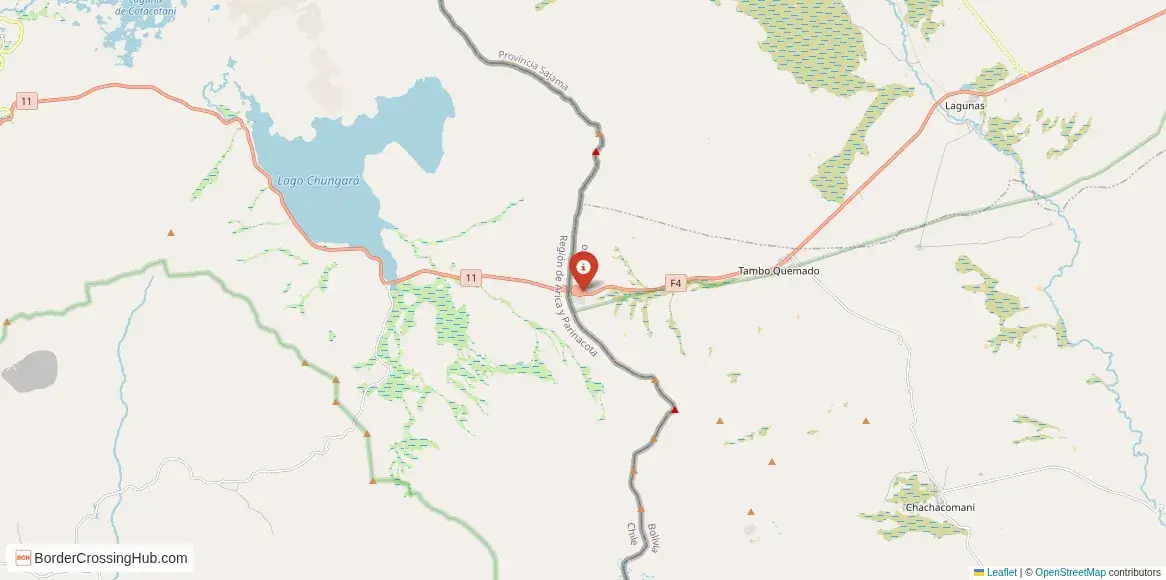 Map of the Tambo Quemado – Chungará crossing