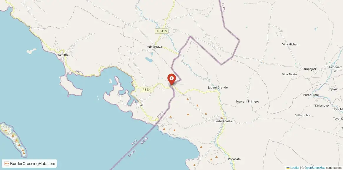 Map of the Tilali – Puerto Acosta crossing