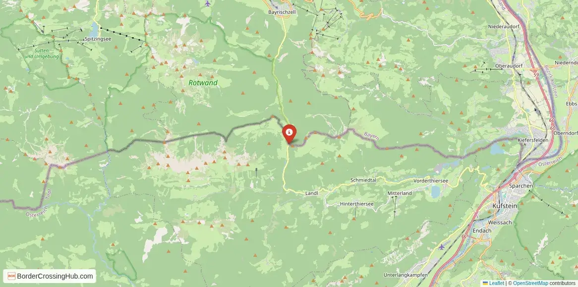 Map of the Ursprung Pass – Germany crossing