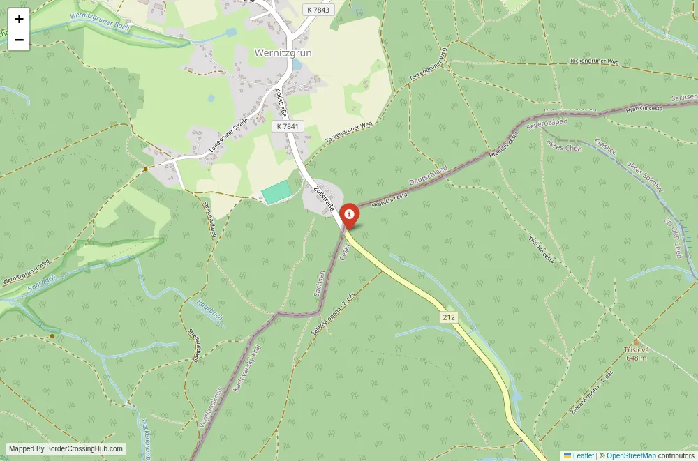 Map of the Wernitzgrün – Horní Luby crossing