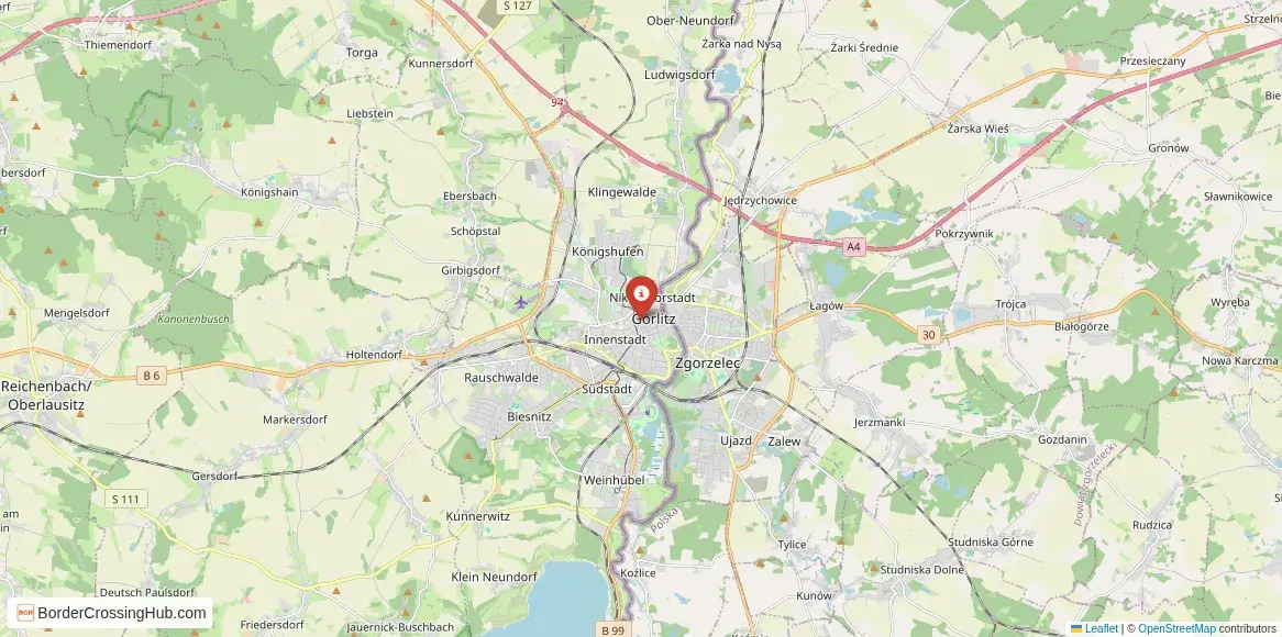Map of the Zgorzelec – Görlitz crossing