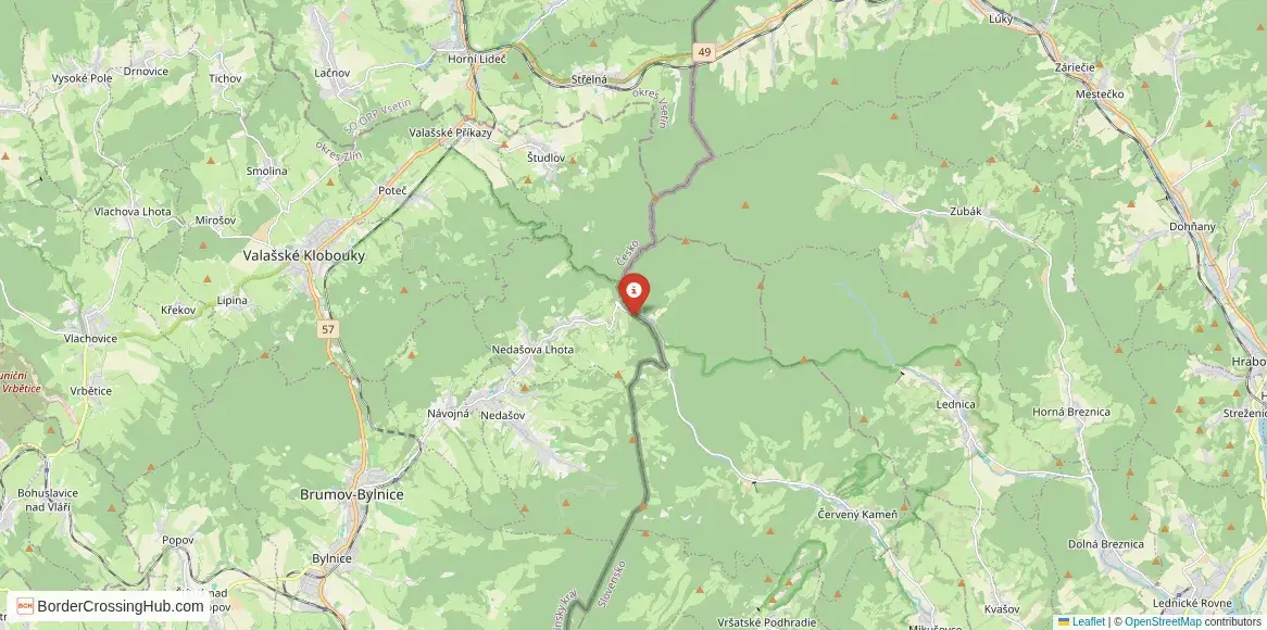 Map of the Strelenka – Nedašova Lhota crossing