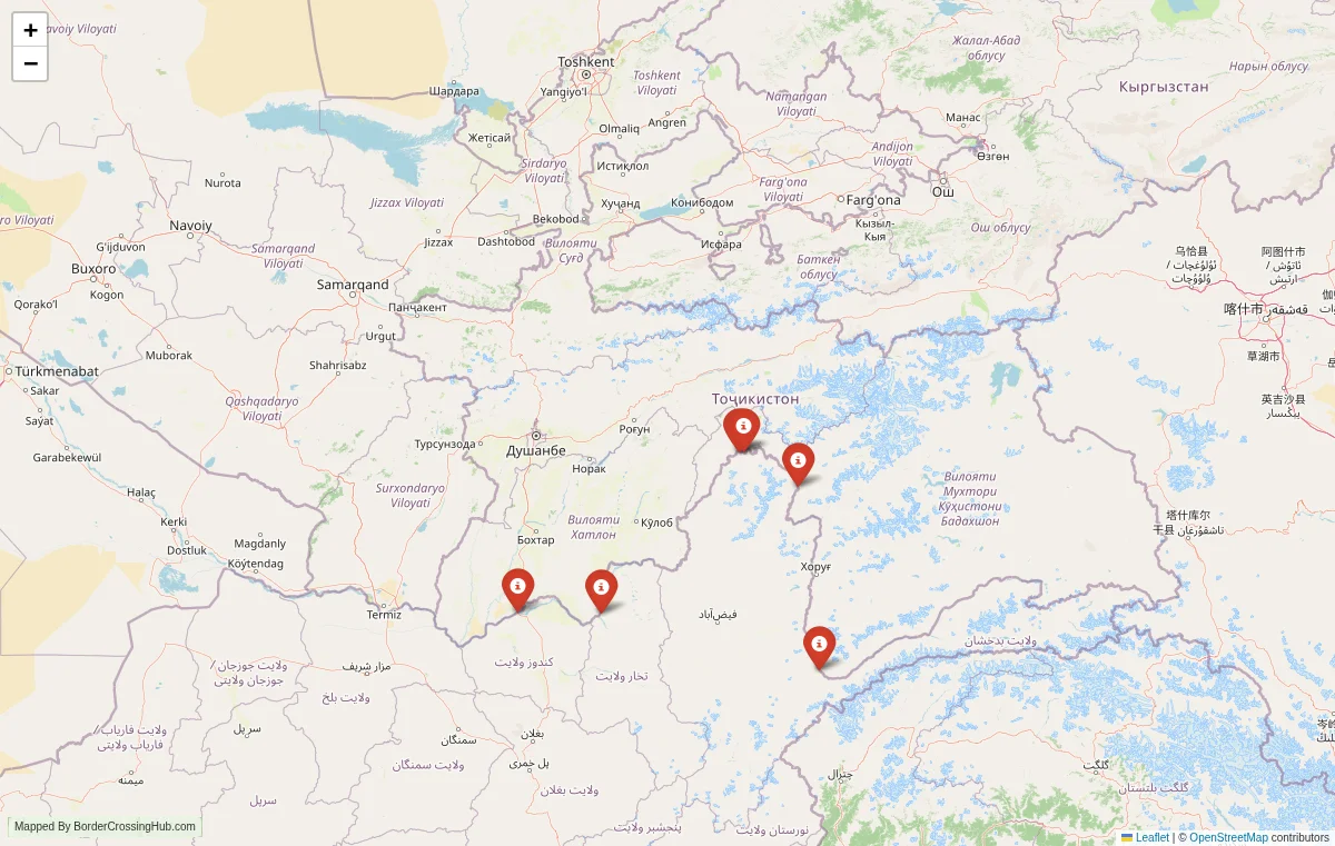 Map overview of border crossings