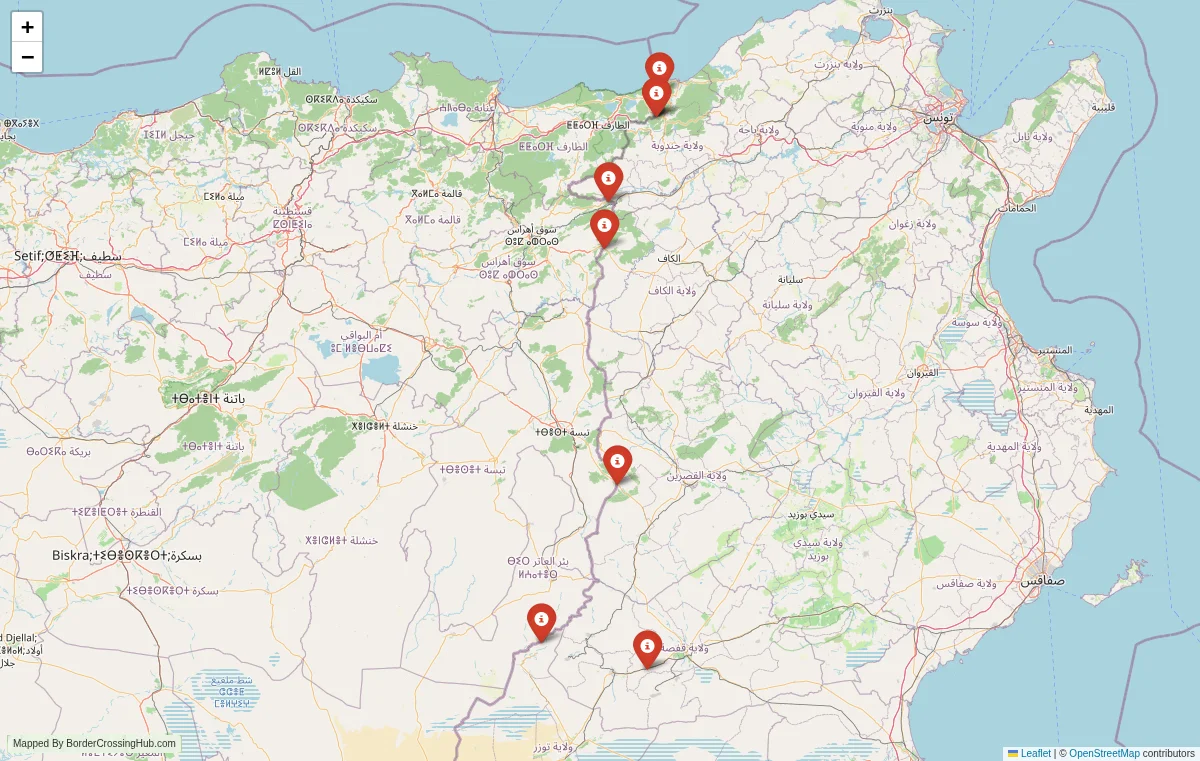 Map overview of border crossings