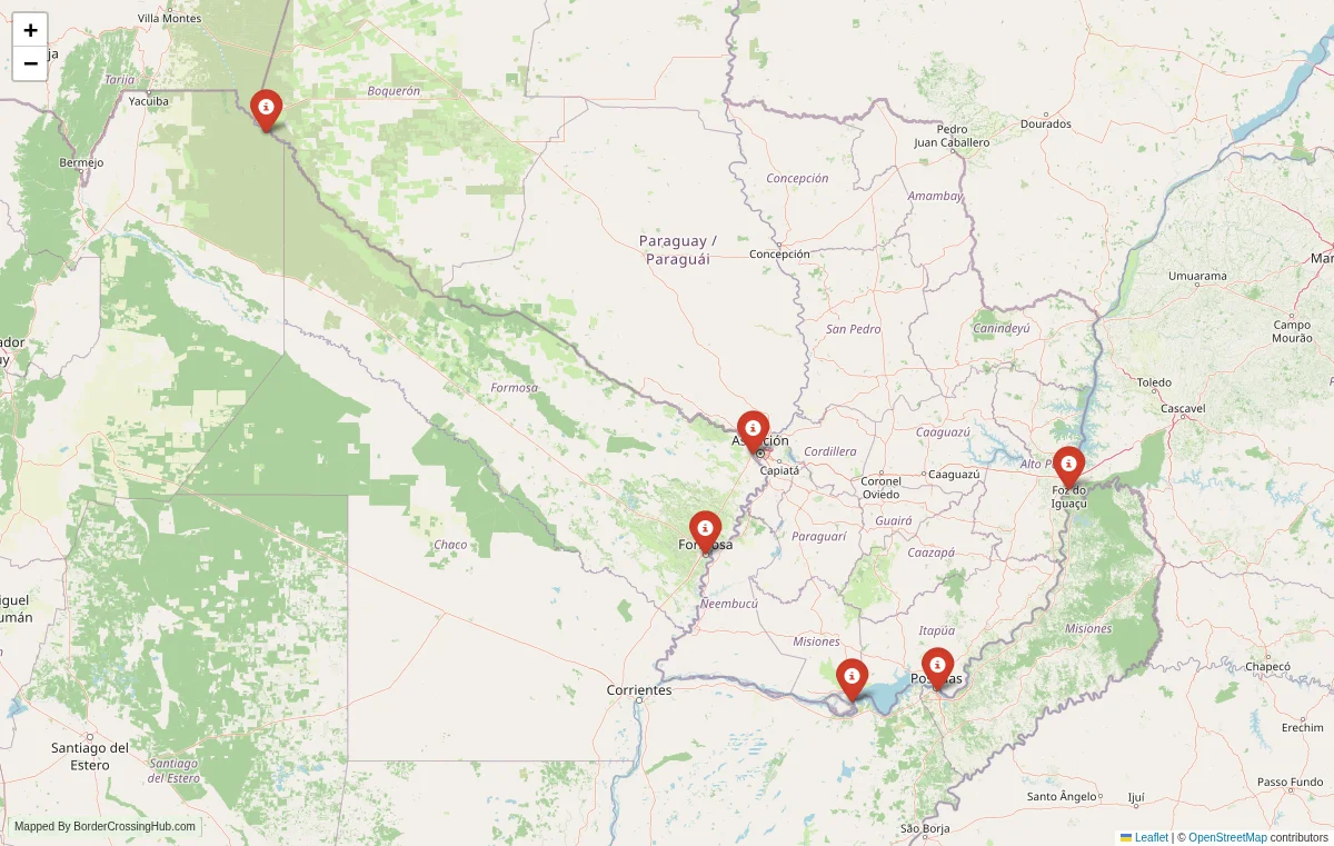 Map overview of border crossings
