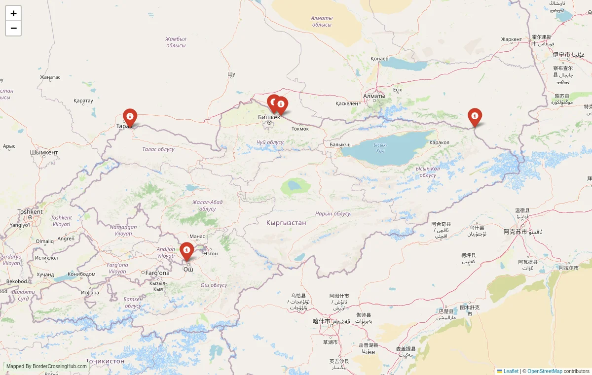 Map overview of border crossings