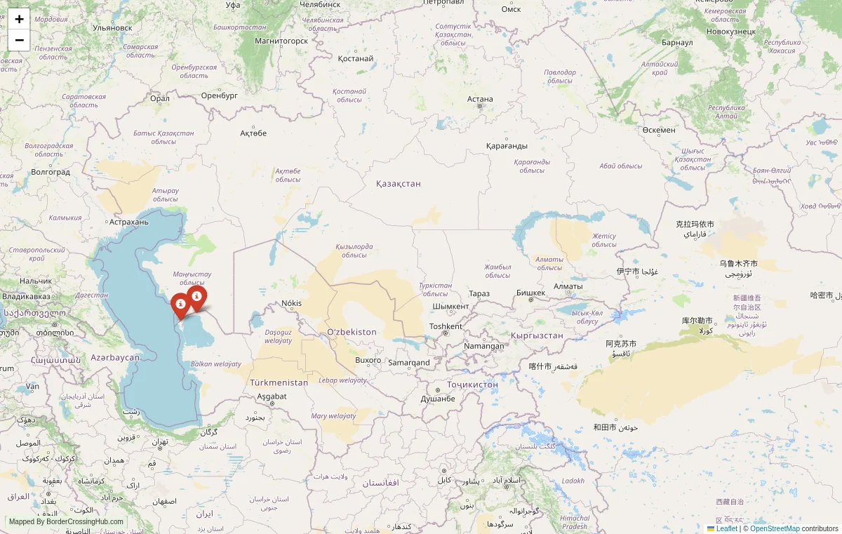 Map overview of border crossings