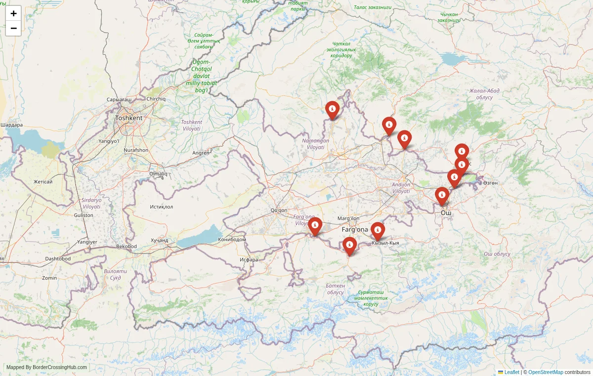 Map overview of border crossings