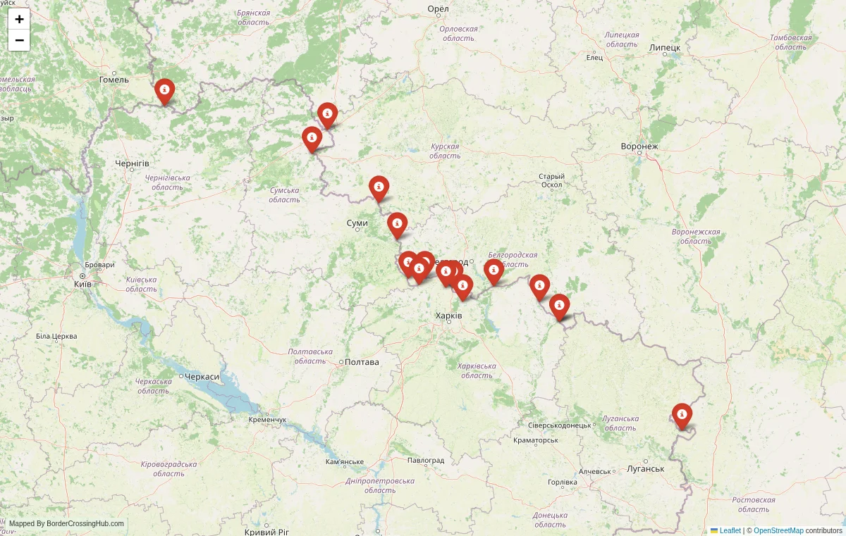 Map overview of border crossings