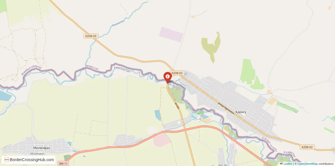 Map of the Ak-Tilek – Karasu crossing