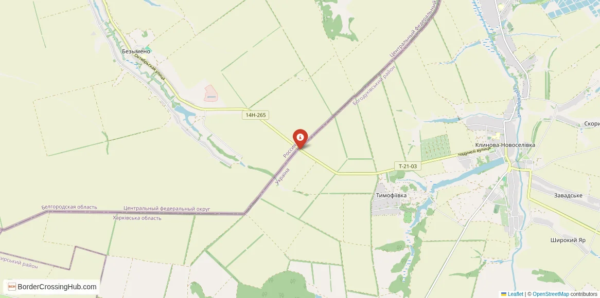 Map of the Oleksandrivka – Bezymeno crossing