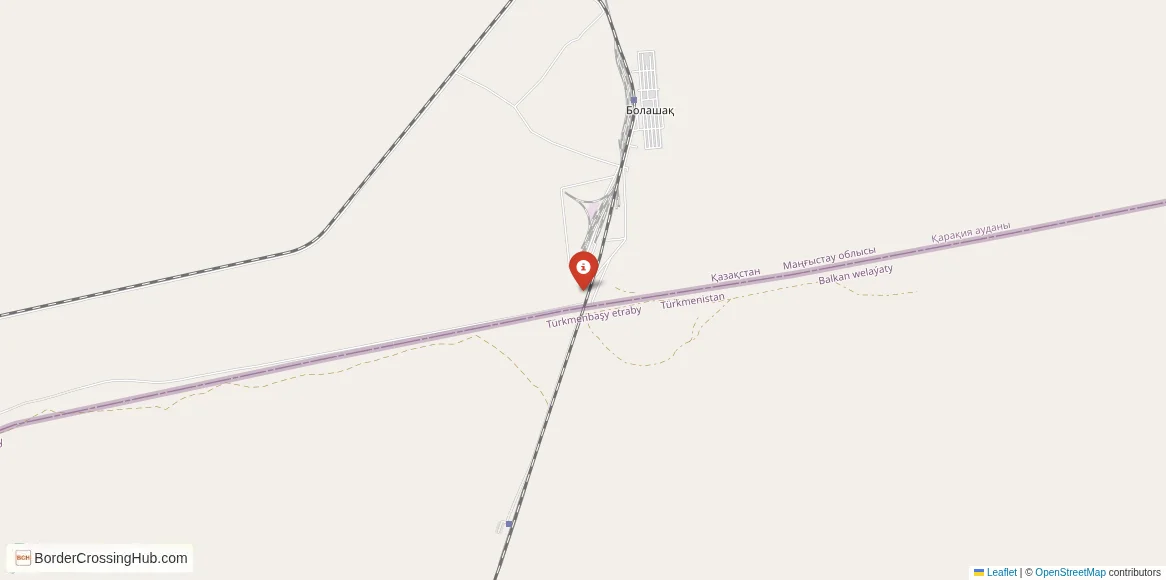 Map of the Bolashak – Serkhetyaka crossing