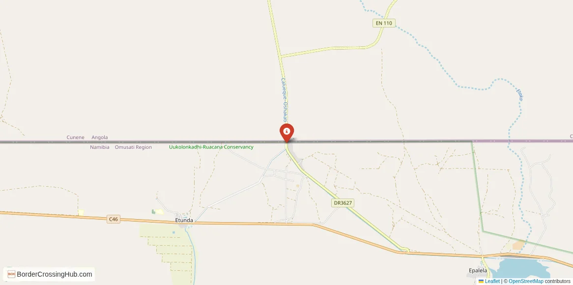 Map of the Omahenene – Kassinga/Mulenge Region crossing