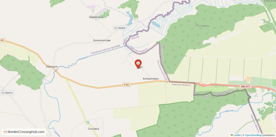 Map of the Katerynivka – Krupets crossing