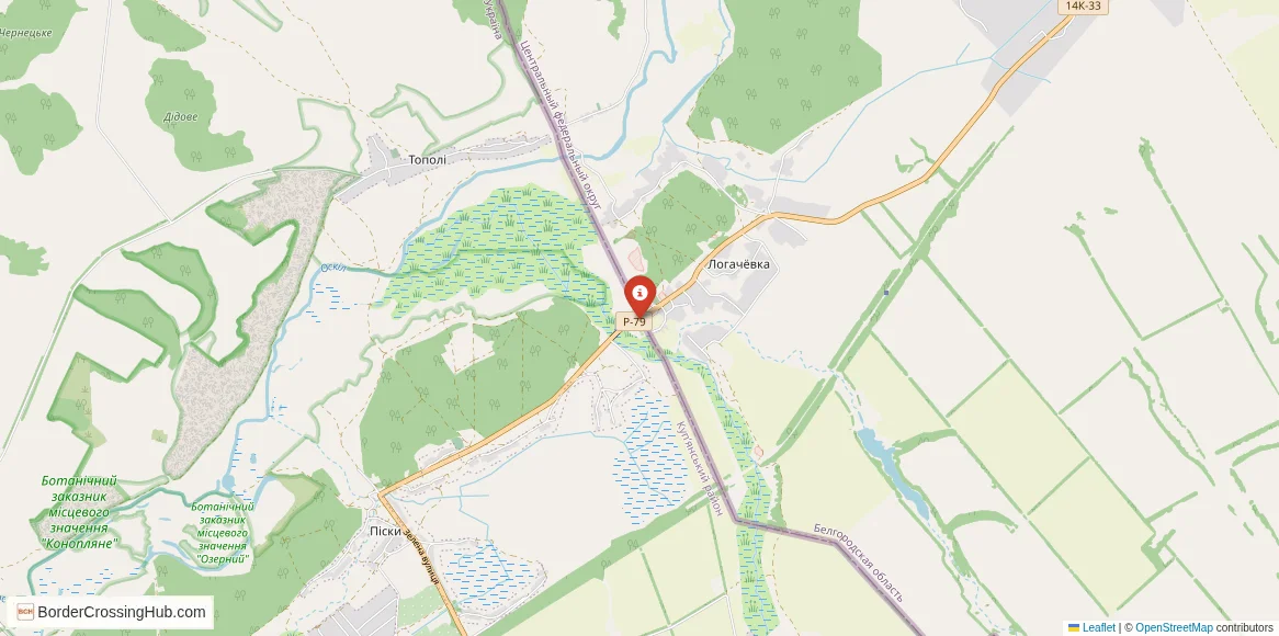 Map of the Pisky – Logachovka crossing