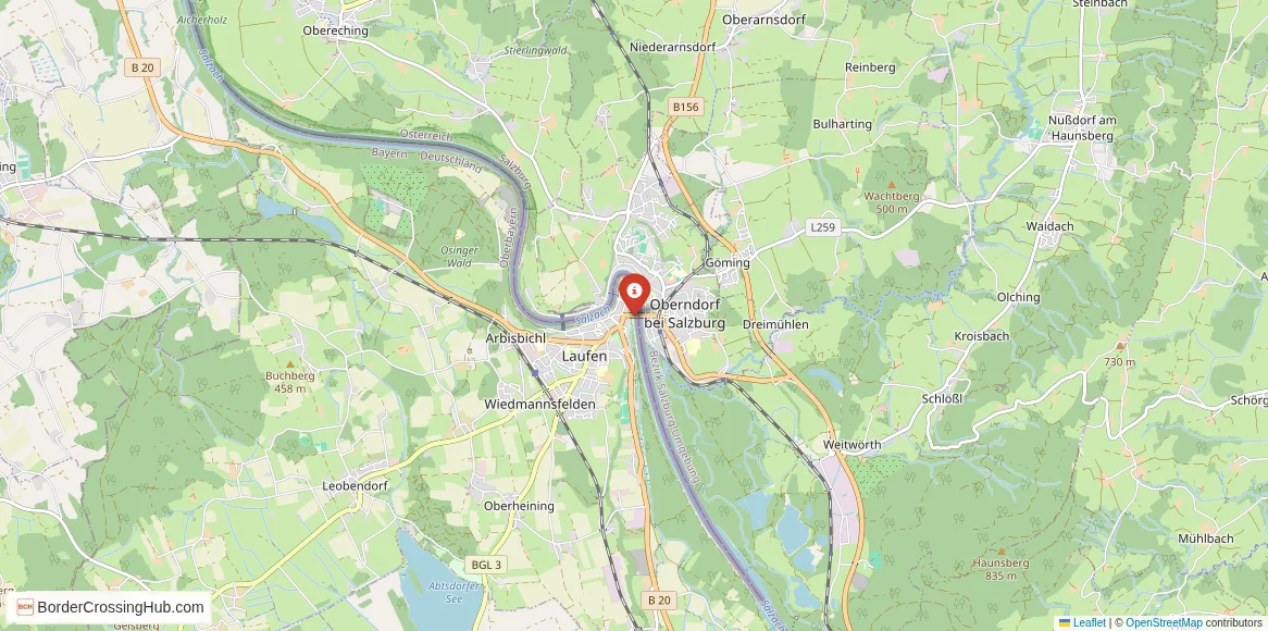 Map of the Oberndorf bei Salzburg – Laufen crossing